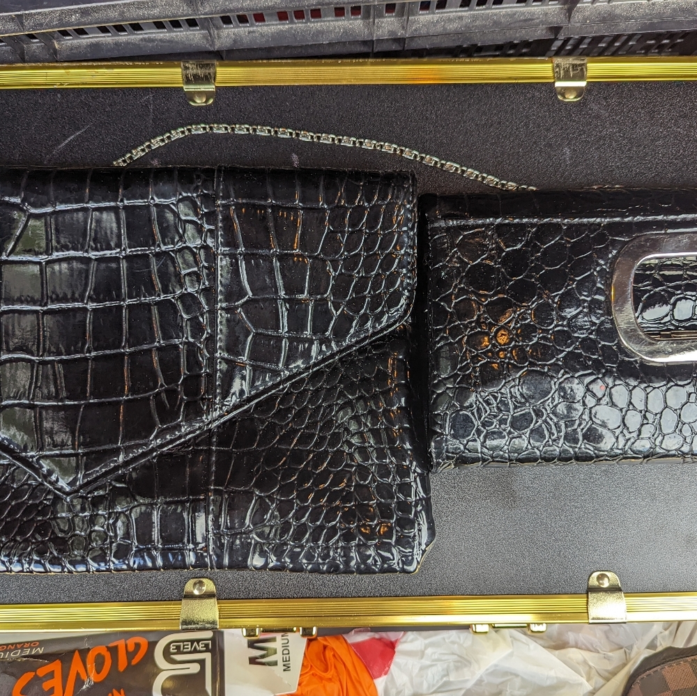 Snake skin purse and clutch bundle